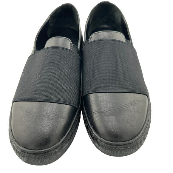 LOGO LORI GOLDSTEIN Brint Leather Black Slip on Sneakers Size 6 - Picture 1 of 6